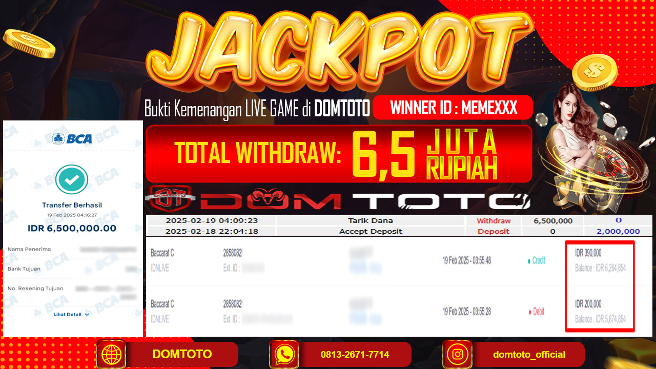 JACKPOT LIVE GAME BACCARAT C 19 FEBRUARI 2025